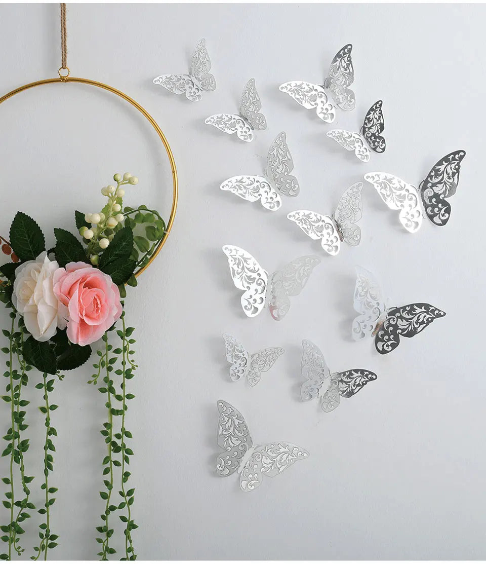 12pcs Suncatcher Sticker 3D Effect Crystal Butterflies Wall Sticker Beautiful Butterfly for Kids Room Wall Decal Home Decoration