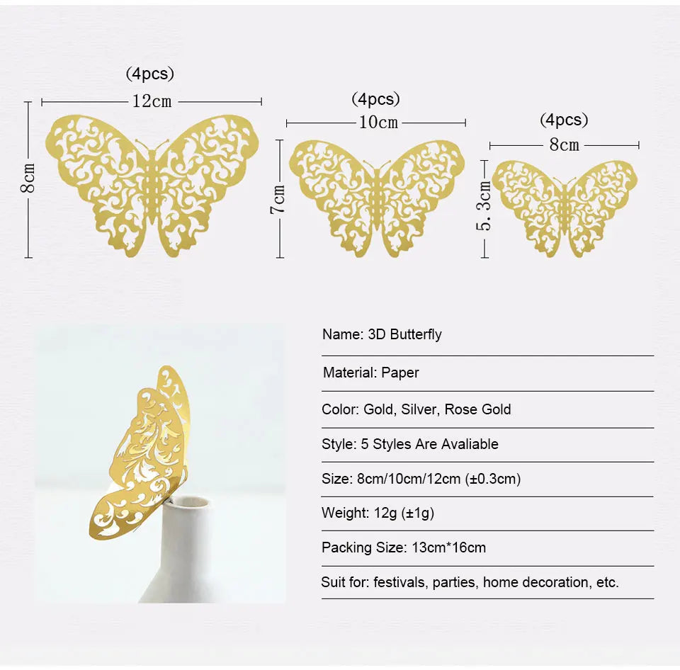 12pcs Suncatcher Sticker 3D Effect Crystal Butterflies Wall Sticker Beautiful Butterfly for Kids Room Wall Decal Home Decoration