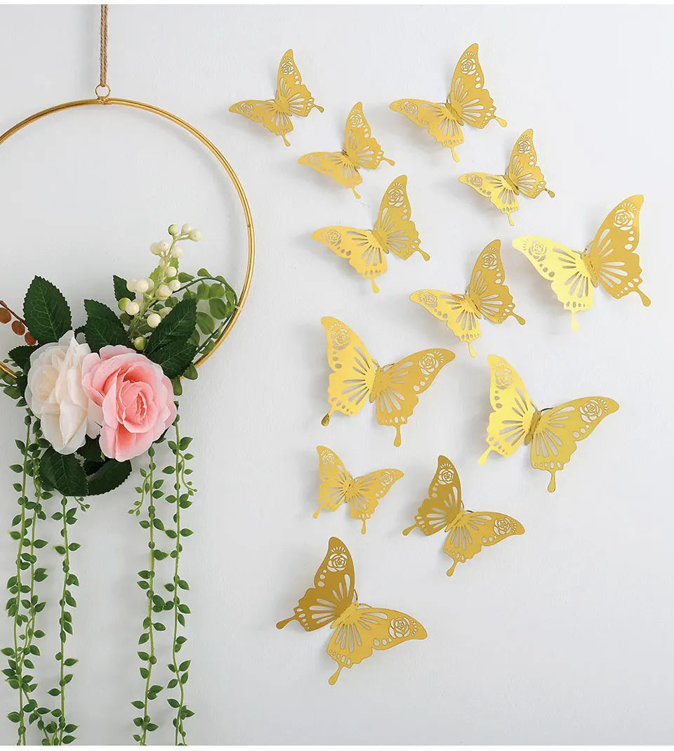 12pcs Suncatcher Sticker 3D Effect Crystal Butterflies Wall Sticker Beautiful Butterfly for Kids Room Wall Decal Home Decoration