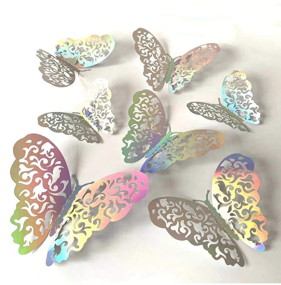 12pcs Suncatcher Sticker 3D Effect Crystal Butterflies Wall Sticker Beautiful Butterfly for Kids Room Wall Decal Home Decoration