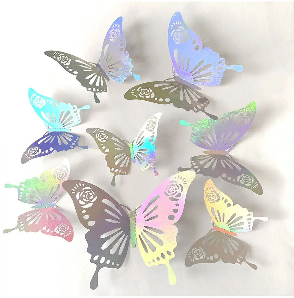 12pcs Suncatcher Sticker 3D Effect Crystal Butterflies Wall Sticker Beautiful Butterfly for Kids Room Wall Decal Home Decoration