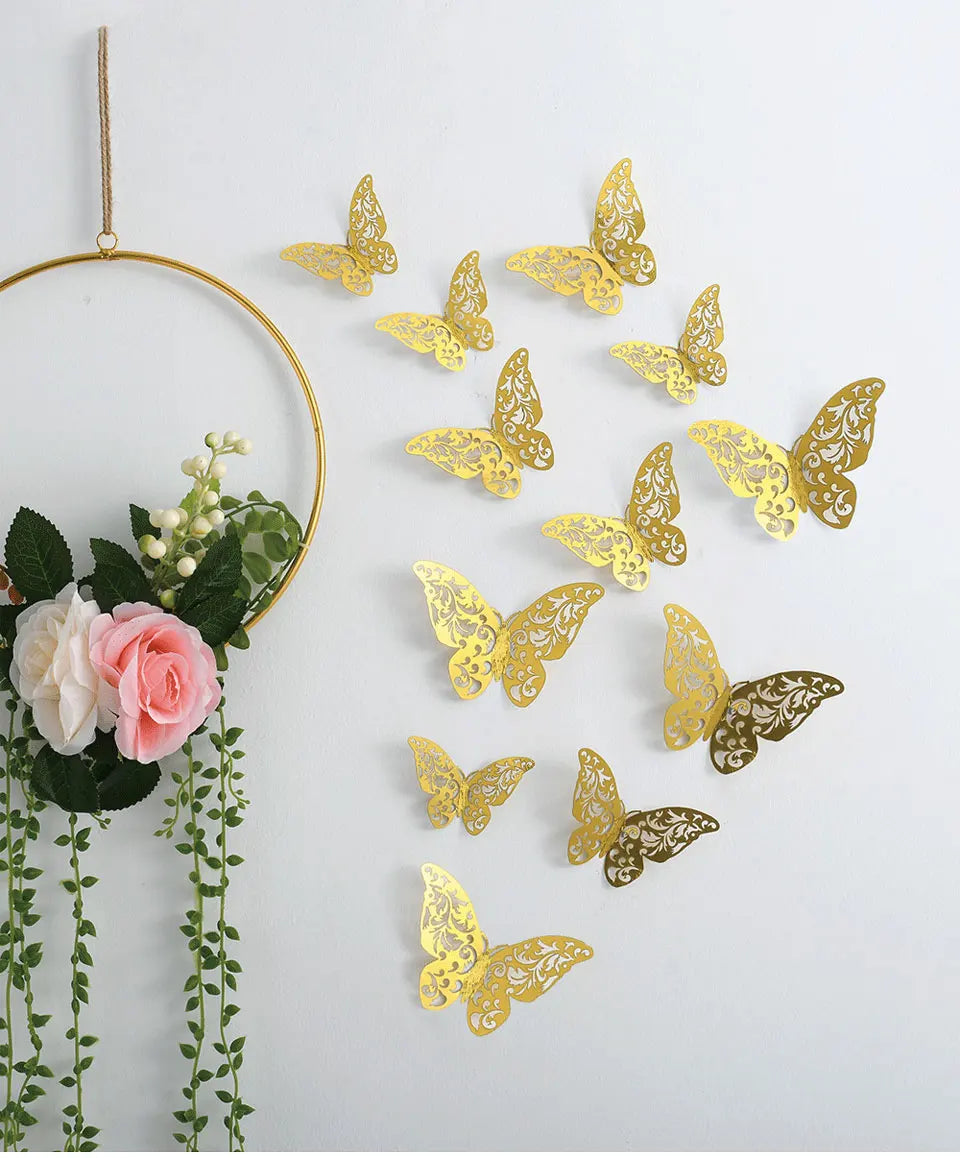 12pcs Suncatcher Sticker 3D Effect Crystal Butterflies Wall Sticker Beautiful Butterfly for Kids Room Wall Decal Home Decoration