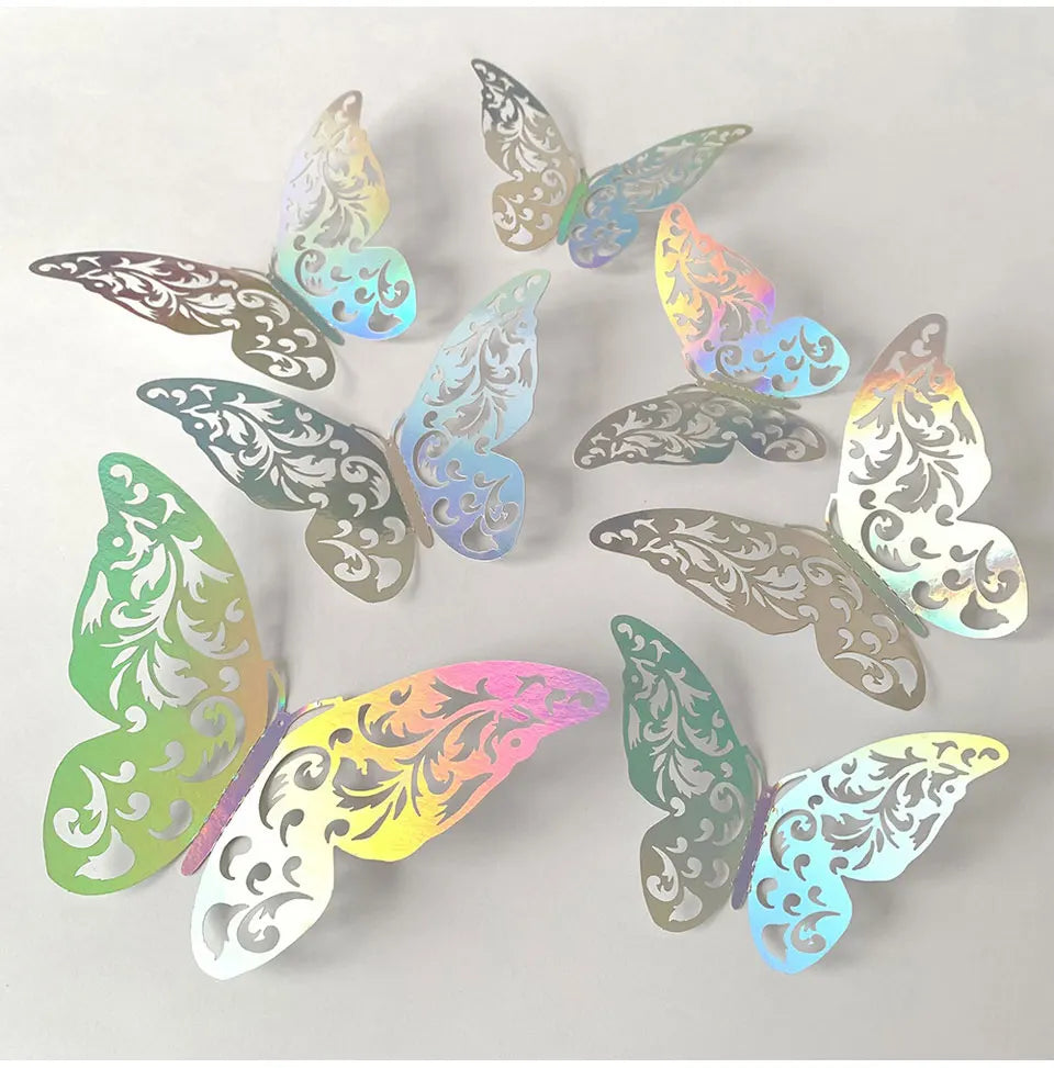 12pcs Suncatcher Sticker 3D Effect Crystal Butterflies Wall Sticker Beautiful Butterfly for Kids Room Wall Decal Home Decoration