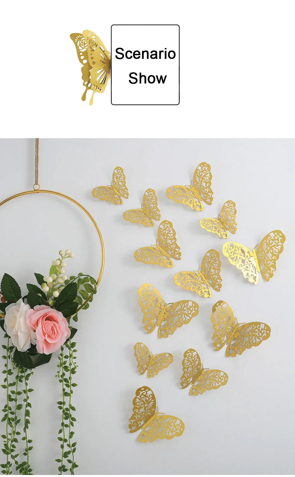 12pcs Suncatcher Sticker 3D Effect Crystal Butterflies Wall Sticker Beautiful Butterfly for Kids Room Wall Decal Home Decoration