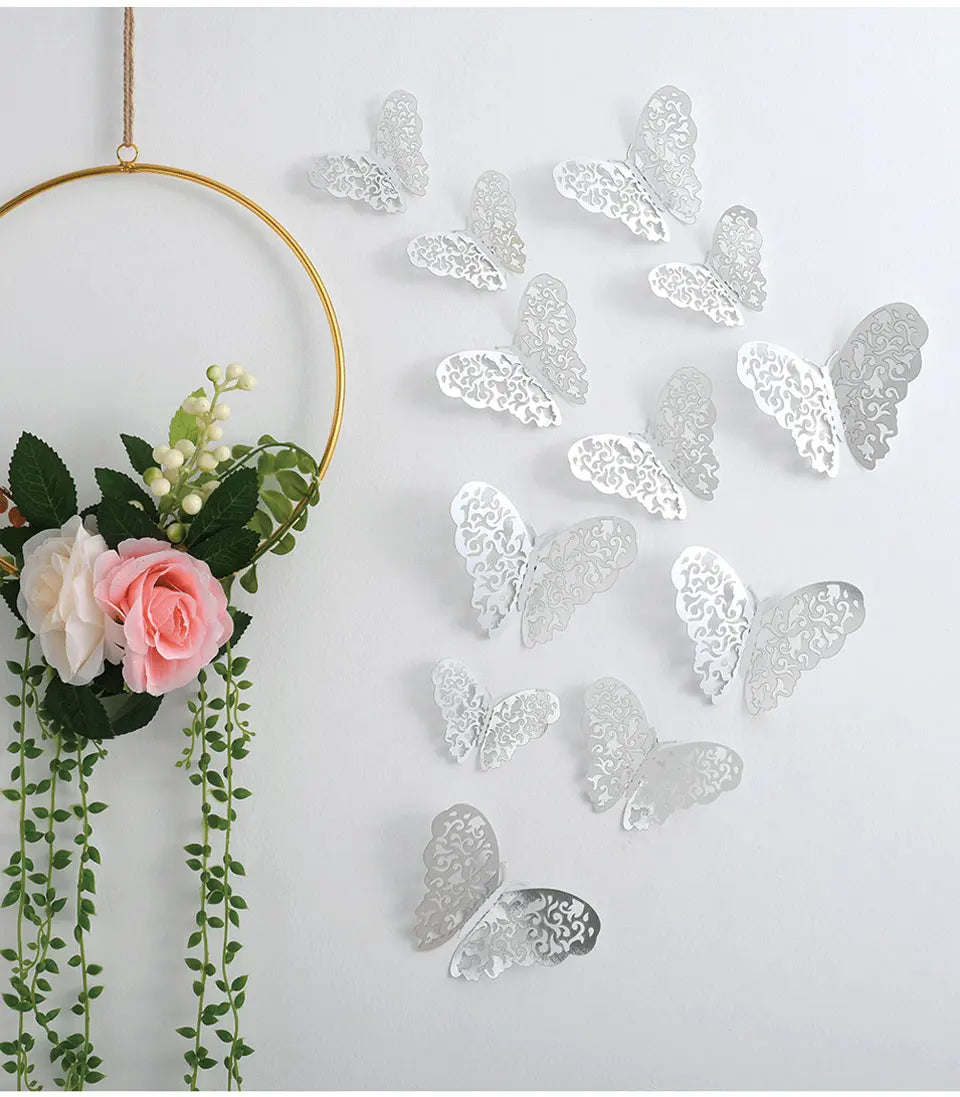 12pcs Suncatcher Sticker 3D Effect Crystal Butterflies Wall Sticker Beautiful Butterfly for Kids Room Wall Decal Home Decoration