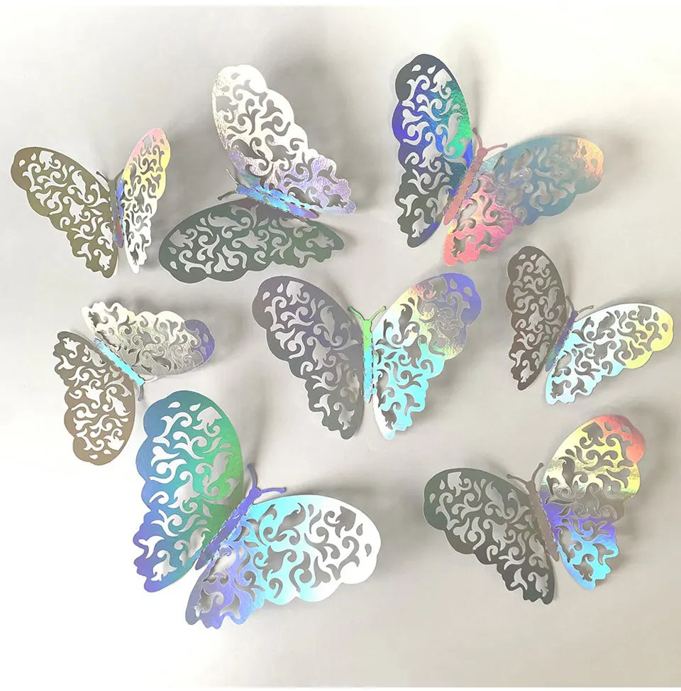 12pcs Suncatcher Sticker 3D Effect Crystal Butterflies Wall Sticker Beautiful Butterfly for Kids Room Wall Decal Home Decoration