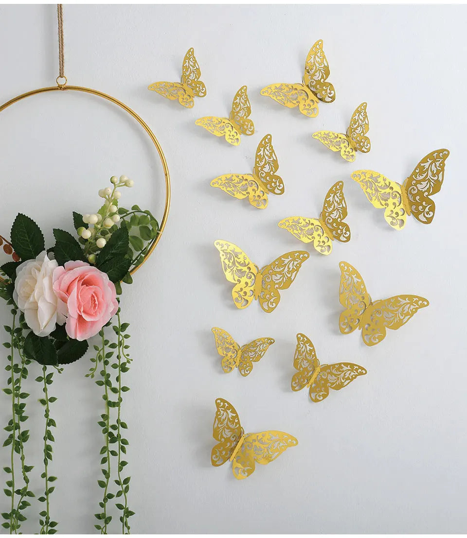 12pcs Suncatcher Sticker 3D Effect Crystal Butterflies Wall Sticker Beautiful Butterfly for Kids Room Wall Decal Home Decoration