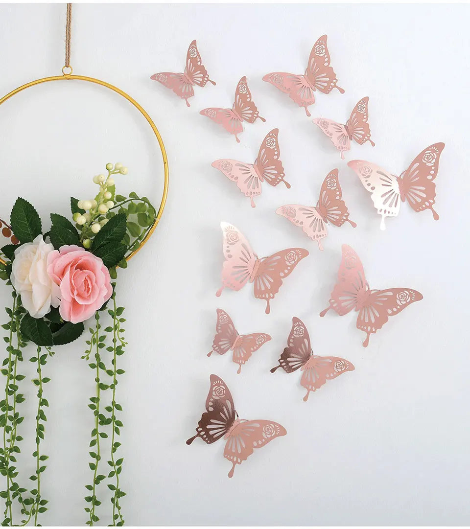 12pcs Suncatcher Sticker 3D Effect Crystal Butterflies Wall Sticker Beautiful Butterfly for Kids Room Wall Decal Home Decoration