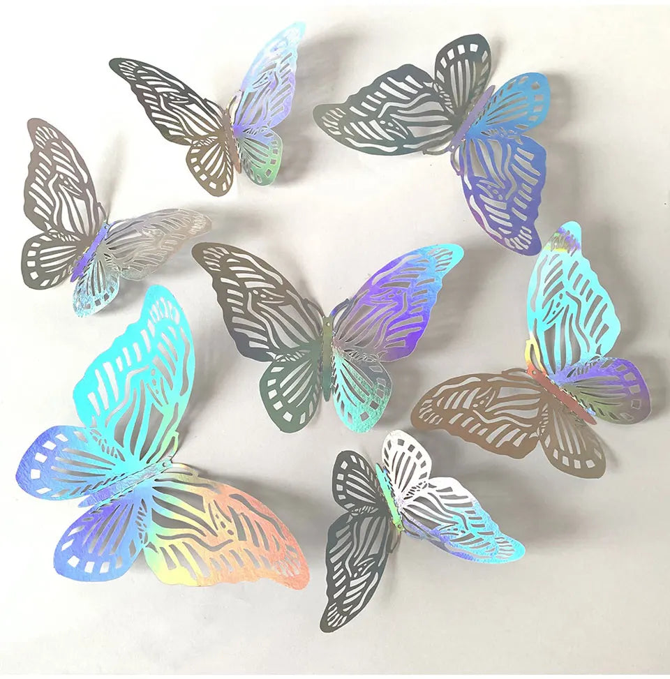 12pcs Suncatcher Sticker 3D Effect Crystal Butterflies Wall Sticker Beautiful Butterfly for Kids Room Wall Decal Home Decoration