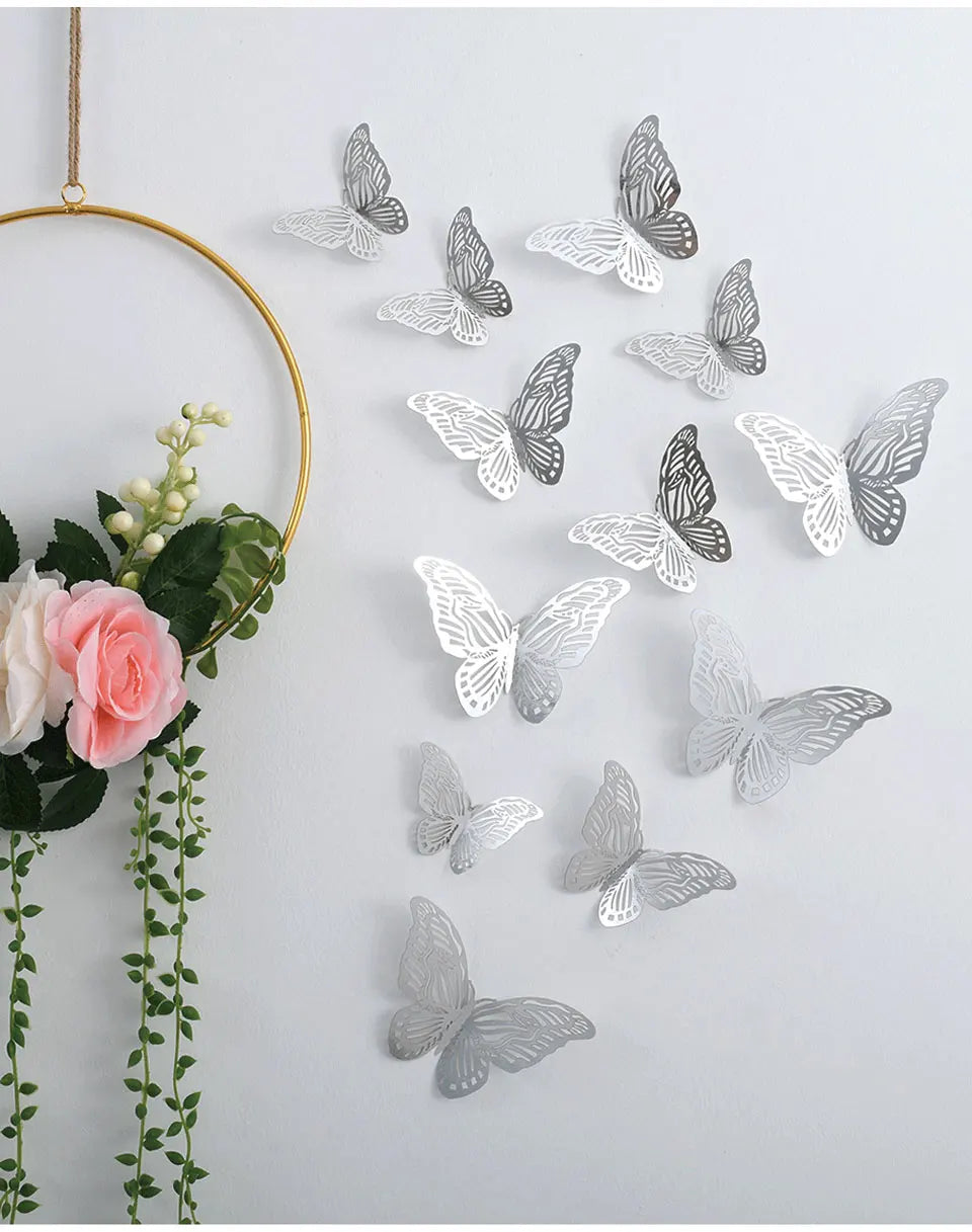 12pcs Suncatcher Sticker 3D Effect Crystal Butterflies Wall Sticker Beautiful Butterfly for Kids Room Wall Decal Home Decoration