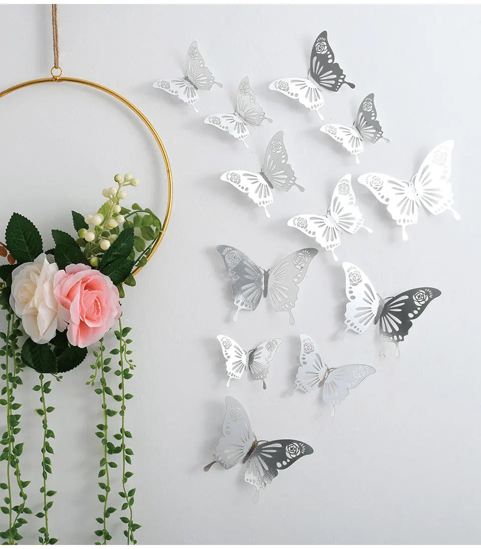 12pcs Suncatcher Sticker 3D Effect Crystal Butterflies Wall Sticker Beautiful Butterfly for Kids Room Wall Decal Home Decoration