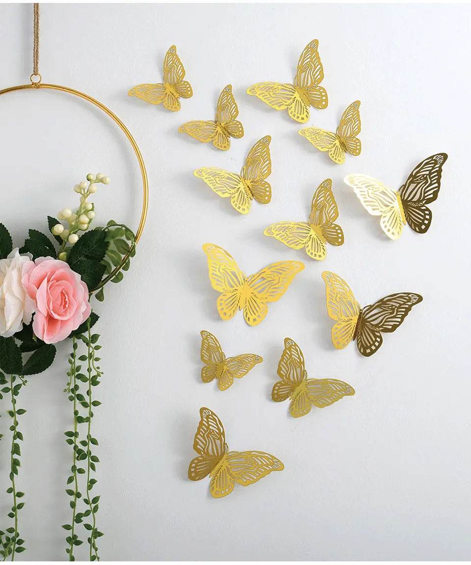 12pcs Suncatcher Sticker 3D Effect Crystal Butterflies Wall Sticker Beautiful Butterfly for Kids Room Wall Decal Home Decoration