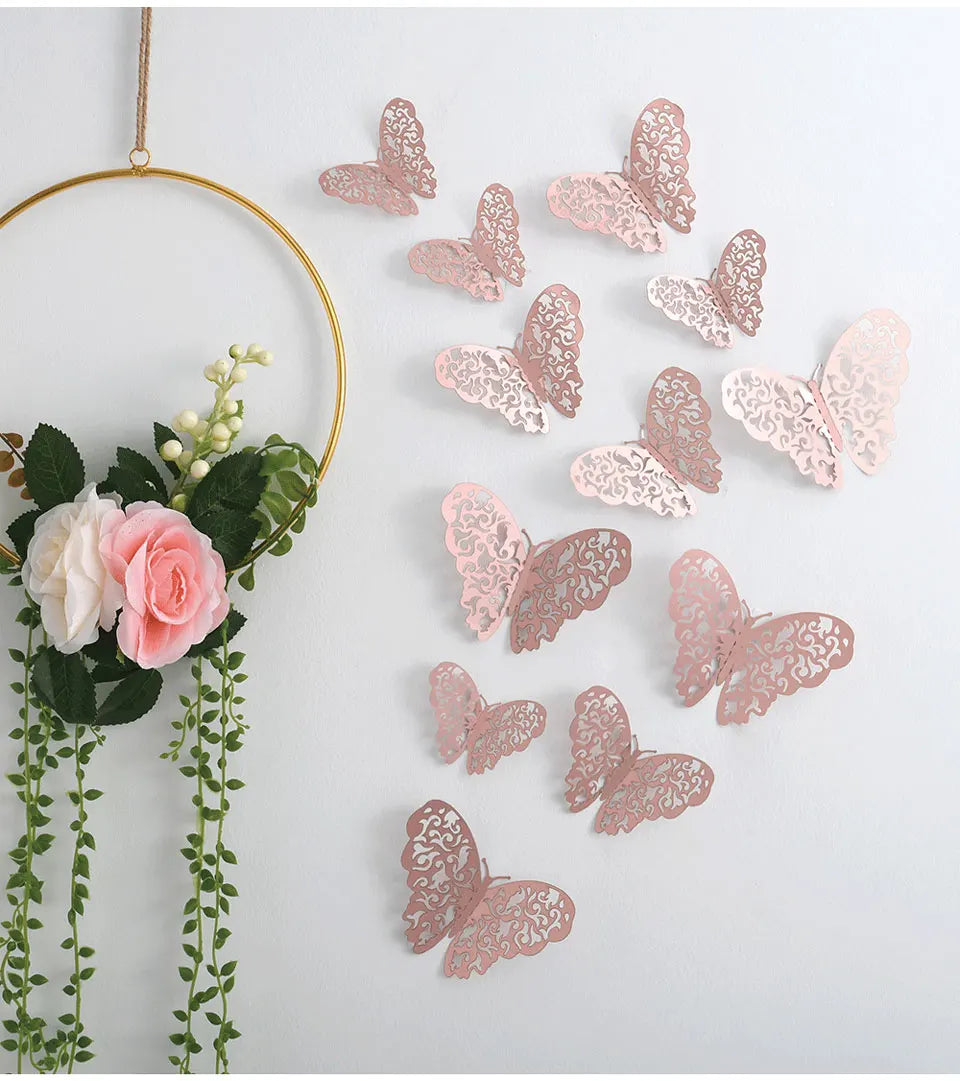 12pcs Suncatcher Sticker 3D Effect Crystal Butterflies Wall Sticker Beautiful Butterfly for Kids Room Wall Decal Home Decoration