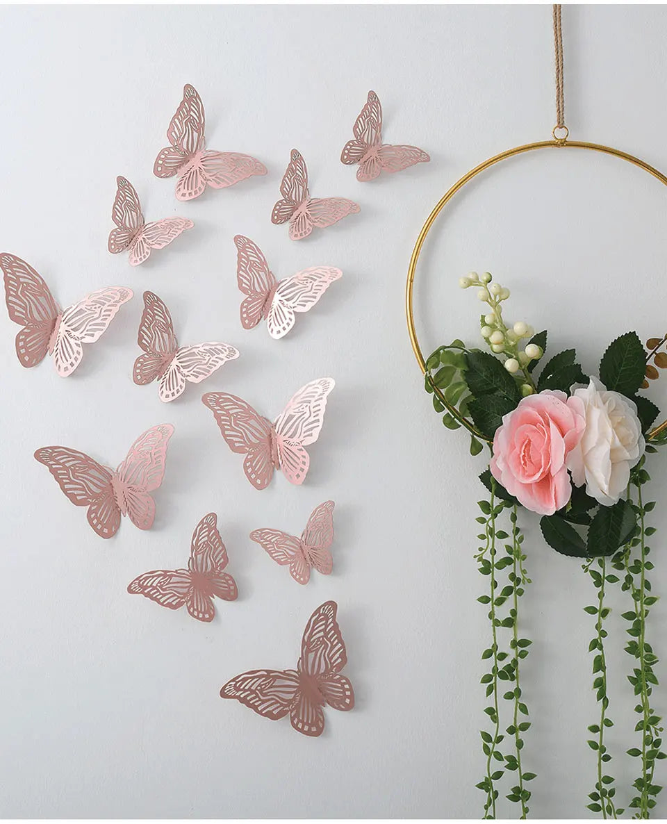 12pcs Suncatcher Sticker 3D Effect Crystal Butterflies Wall Sticker Beautiful Butterfly for Kids Room Wall Decal Home Decoration