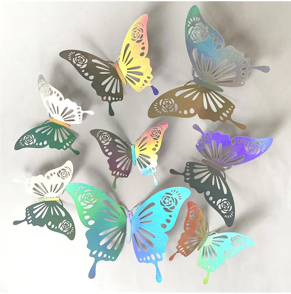 12pcs Suncatcher Sticker 3D Effect Crystal Butterflies Wall Sticker Beautiful Butterfly for Kids Room Wall Decal Home Decoration
