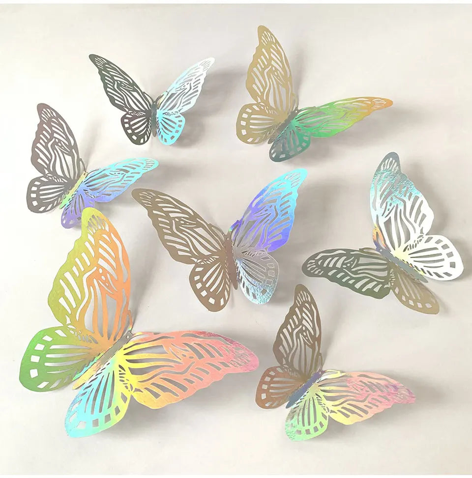 12pcs Suncatcher Sticker 3D Effect Crystal Butterflies Wall Sticker Beautiful Butterfly for Kids Room Wall Decal Home Decoration