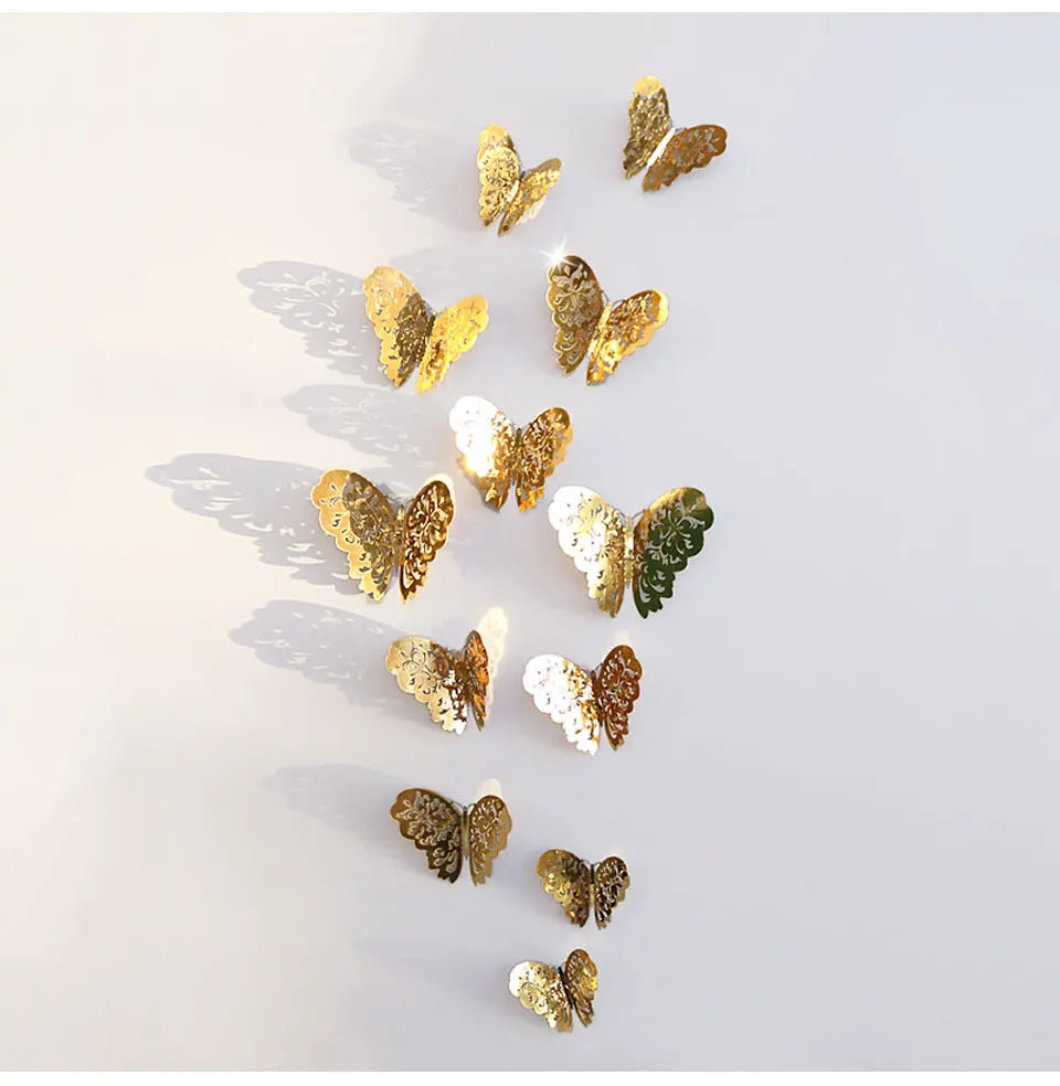 12pcs Suncatcher Sticker 3D Effect Crystal Butterflies Wall Sticker Beautiful Butterfly for Kids Room Wall Decal Home Decoration