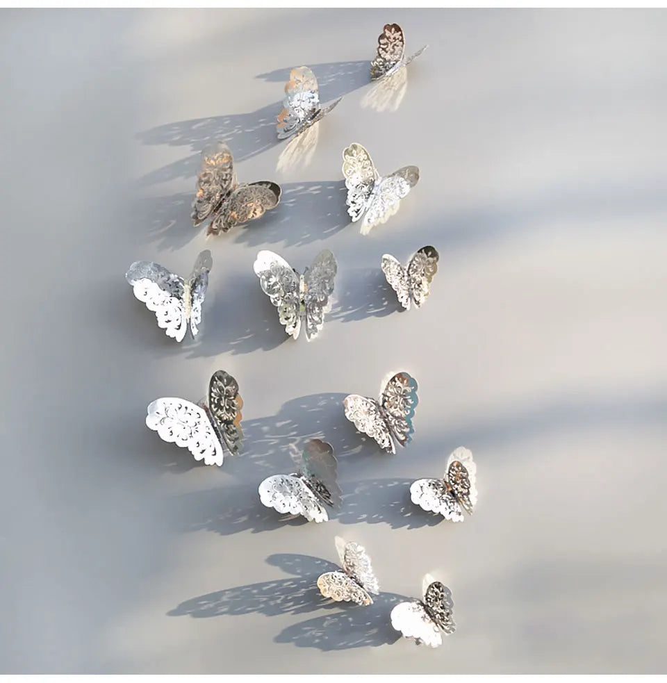 12pcs Suncatcher Sticker 3D Effect Crystal Butterflies Wall Sticker Beautiful Butterfly for Kids Room Wall Decal Home Decoration