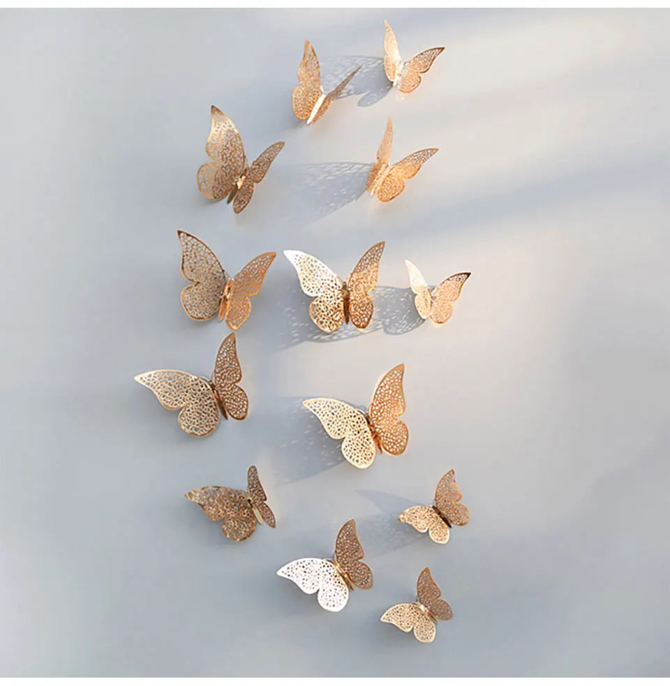 12pcs Suncatcher Sticker 3D Effect Crystal Butterflies Wall Sticker Beautiful Butterfly for Kids Room Wall Decal Home Decoration
