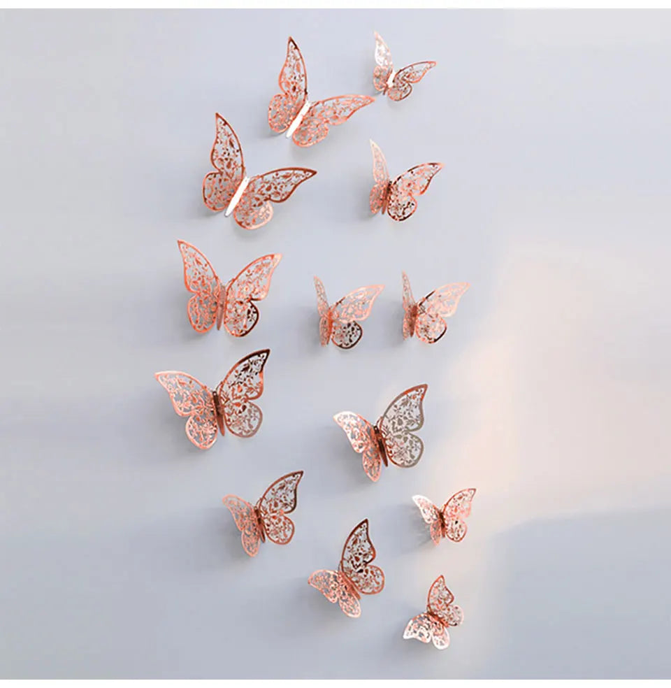 12pcs Suncatcher Sticker 3D Effect Crystal Butterflies Wall Sticker Beautiful Butterfly for Kids Room Wall Decal Home Decoration