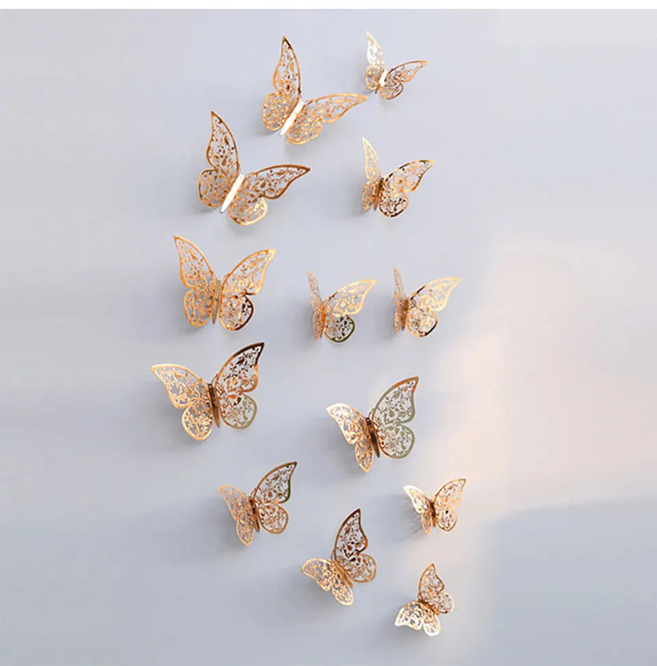 12pcs Suncatcher Sticker 3D Effect Crystal Butterflies Wall Sticker Beautiful Butterfly for Kids Room Wall Decal Home Decoration