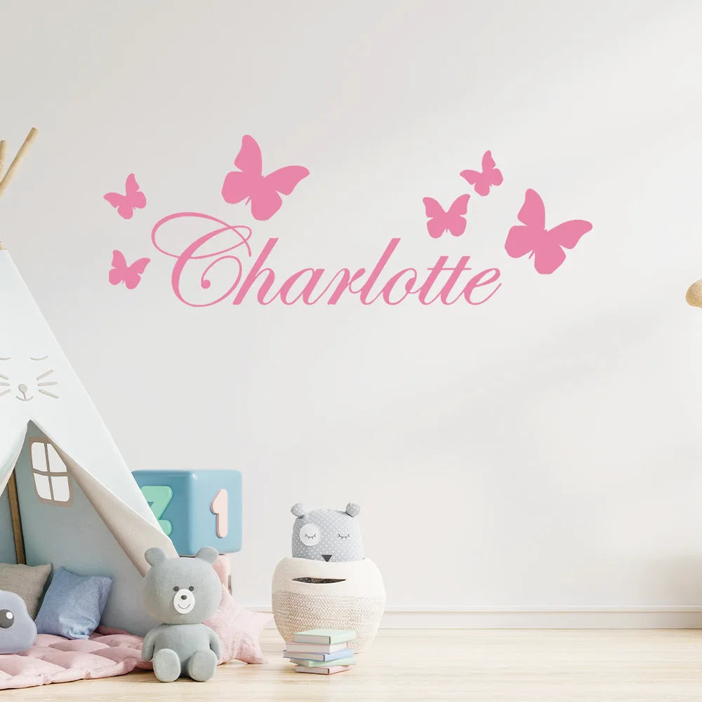 1pc nice view Personalize Custom Name Butterfly  Wall Stickers Modern Fashion Wall Sticker  Kids Room Nature Decor