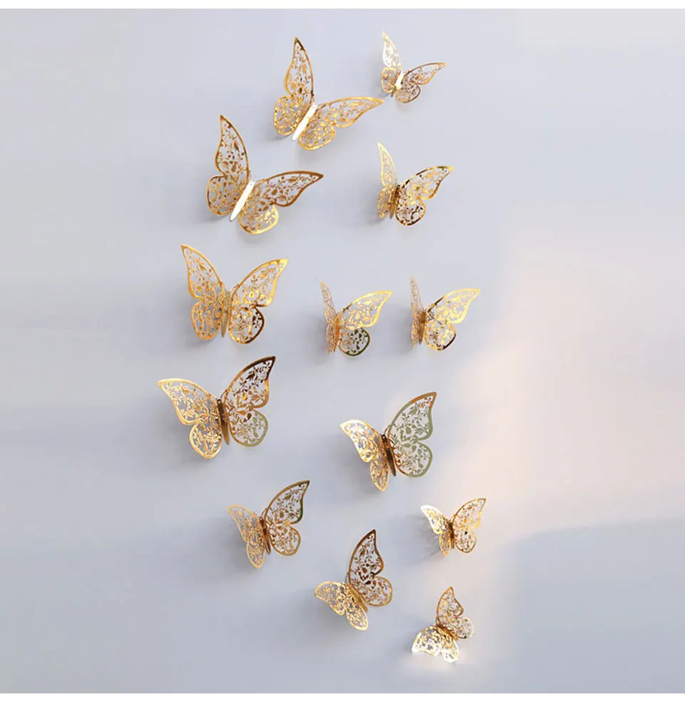 12pcs Suncatcher Sticker 3D Effect Crystal Butterflies Wall Sticker Beautiful Butterfly for Kids Room Wall Decal Home Decoration