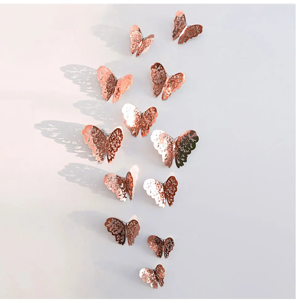 12pcs Suncatcher Sticker 3D Effect Crystal Butterflies Wall Sticker Beautiful Butterfly for Kids Room Wall Decal Home Decoration