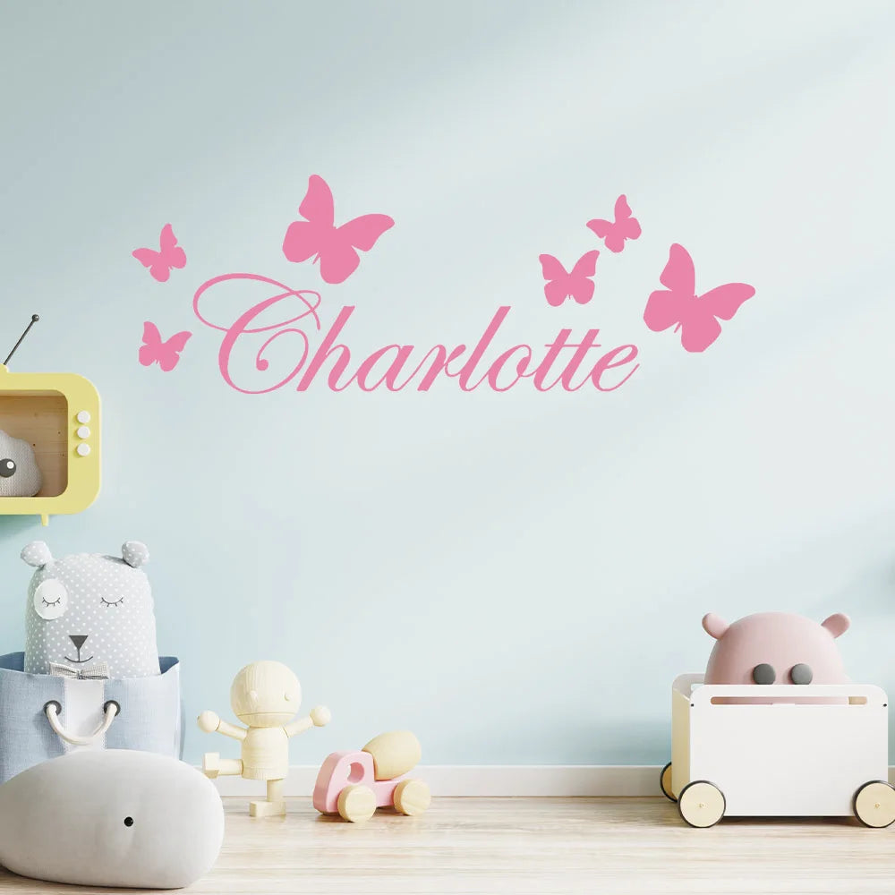 1pc nice view Personalize Custom Name Butterfly  Wall Stickers Modern Fashion Wall Sticker  Kids Room Nature Decor