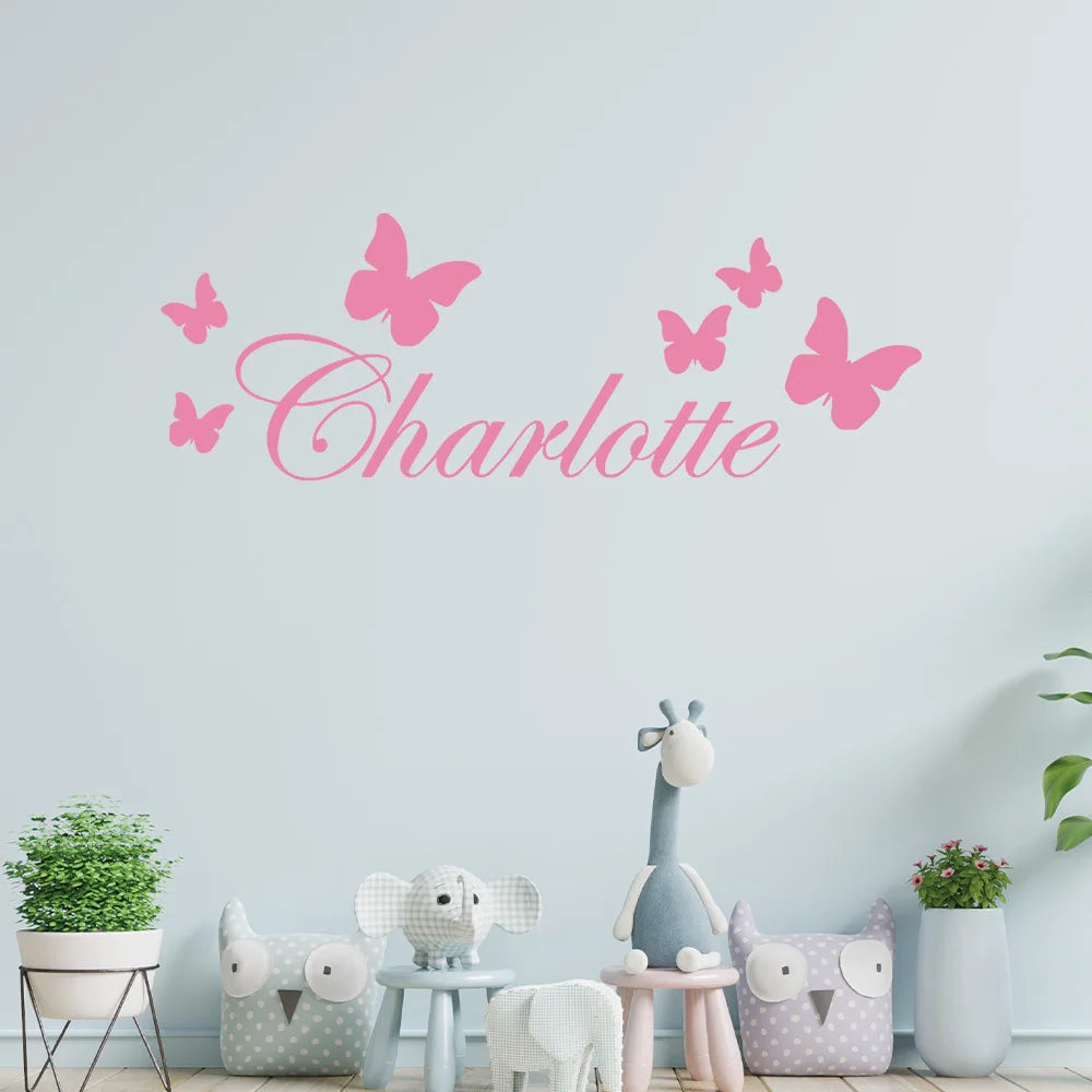 1pc nice view Personalize Custom Name Butterfly  Wall Stickers Modern Fashion Wall Sticker  Kids Room Nature Decor