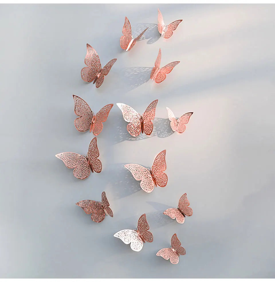 12pcs Suncatcher Sticker 3D Effect Crystal Butterflies Wall Sticker Beautiful Butterfly for Kids Room Wall Decal Home Decoration