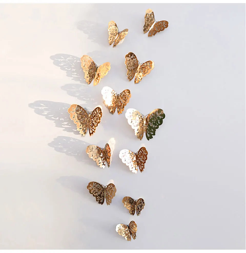 12pcs Suncatcher Sticker 3D Effect Crystal Butterflies Wall Sticker Beautiful Butterfly for Kids Room Wall Decal Home Decoration