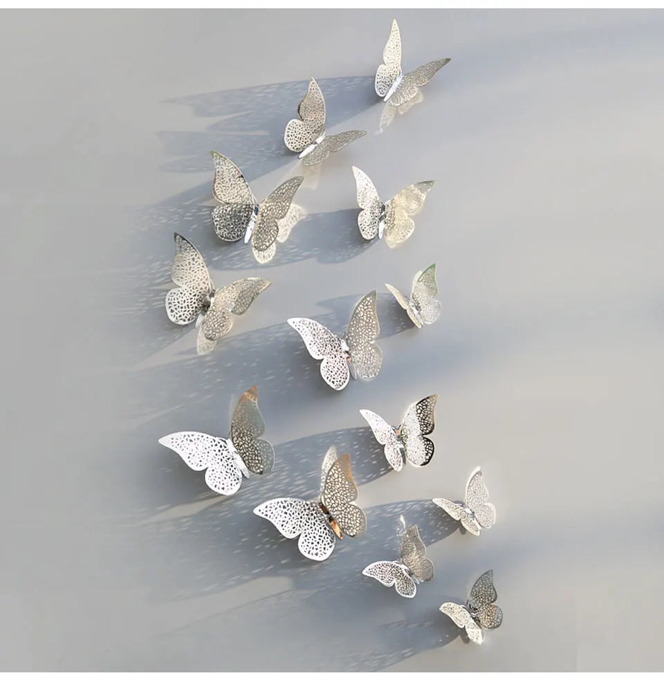 12pcs Suncatcher Sticker 3D Effect Crystal Butterflies Wall Sticker Beautiful Butterfly for Kids Room Wall Decal Home Decoration